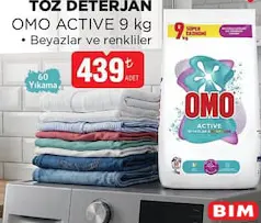 OMO ACTİVE TOZ DETERJAN BEYAZLAR VE RENKLİLER İÇİN 9 KG fiyat ve kampanya bilgisi